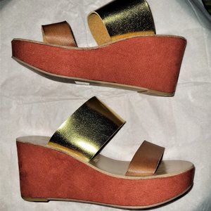 Chinese Laundry Colorful Leather/Suede Wedges - 8